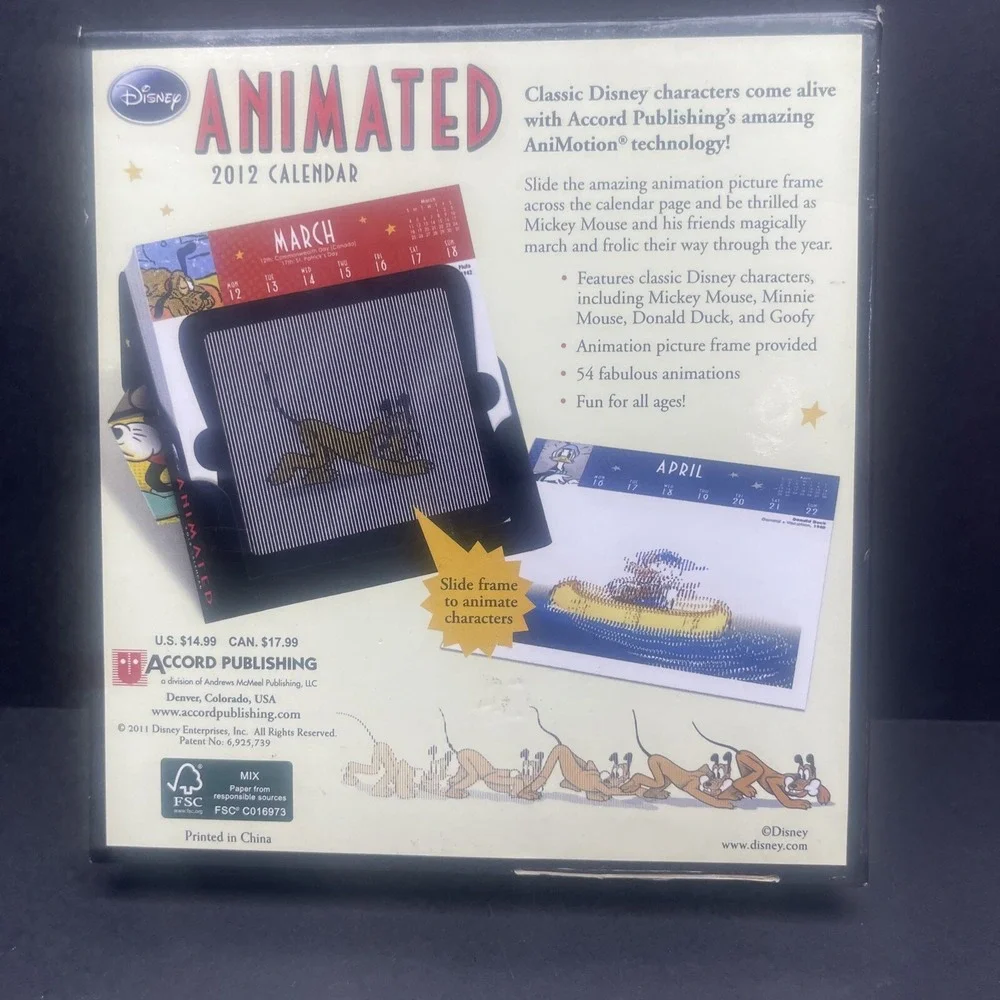 2012‎ Disney Animated Calendar, New, Rare, OOP